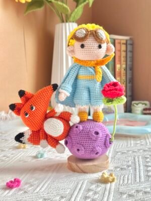 Crochet Doll - The Little Prince on Planet & Little Fox