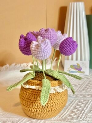 Crochet Flower Large Pot - Tulip