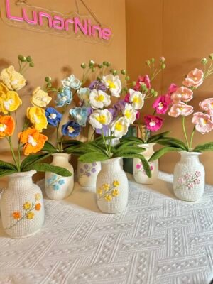 Crochet Flower Large Vase - Phalaenopsis Orchid