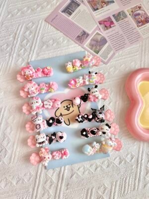 Decoden Cat Paw Hair Clip 4 pcs (can wish color or character)
