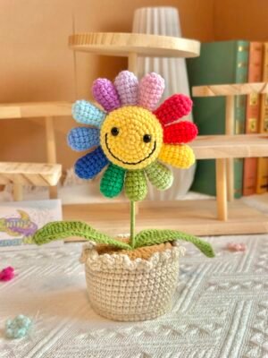 Crochet Flower Small Pot - Sunflower Colorful