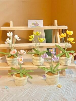 Crochet Flower Small Pot - Orchid